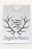 Auto Schild Jagdbetrieb / Jagdschutz mit Saugnapf Hessen
